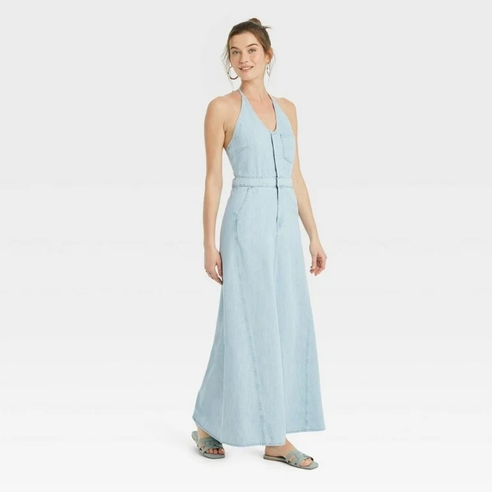 Universal Thread - NWT- Lightwash Denim Halter Maxi Dress